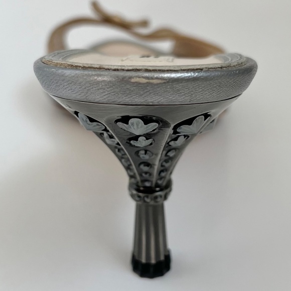 Vintage Metallic Prada Mules Kitten Heel with Bows IT 40.5 - Picture 11 of 11